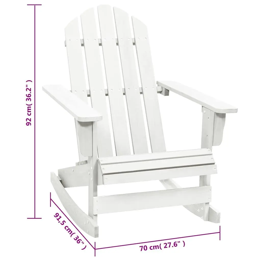 Garden Rocking Chair Outdoor Relaxation White Solid Hardwood