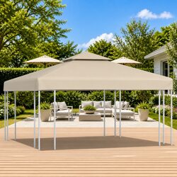 Waterproof Gazebo Canopy Top Cover Replacement 3x3m Beige Outdoor Sun Rain