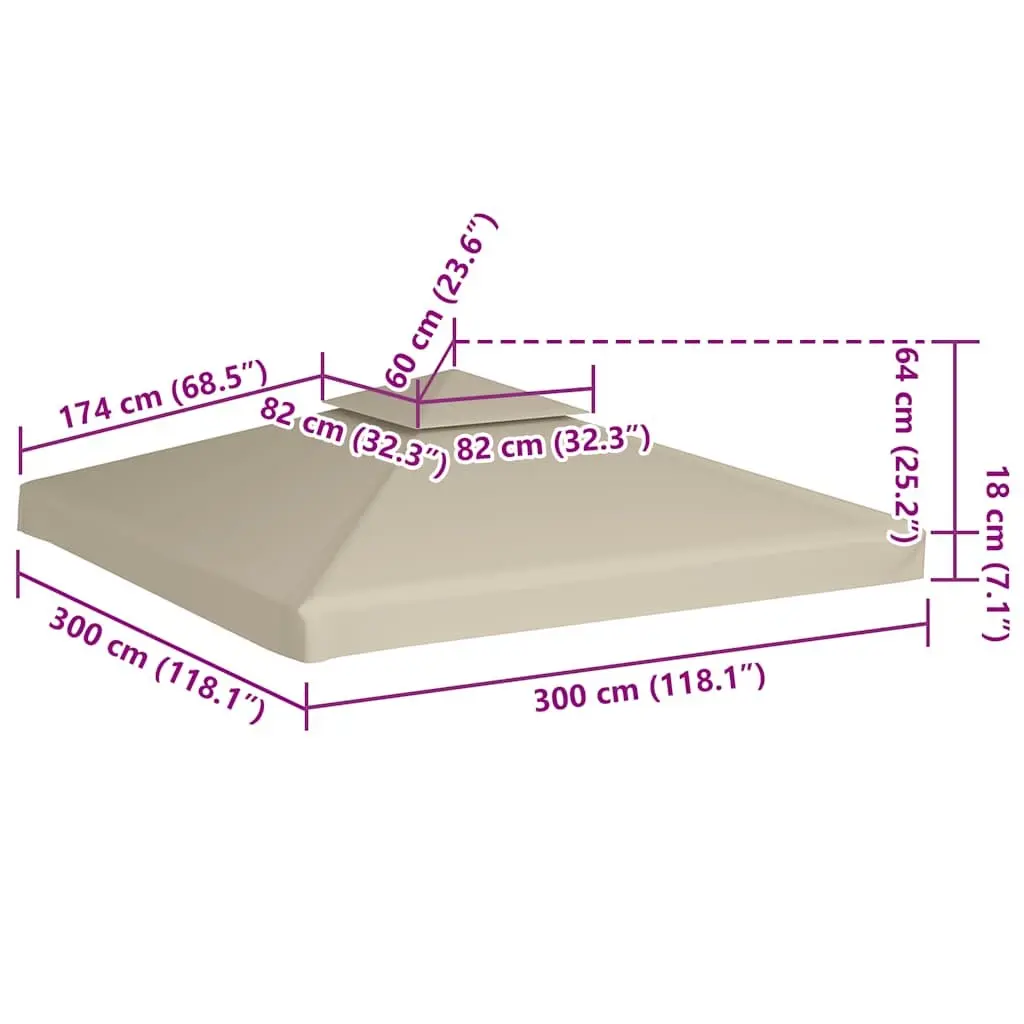 Waterproof Gazebo Canopy Top Cover Replacement 3x3m Beige Outdoor
