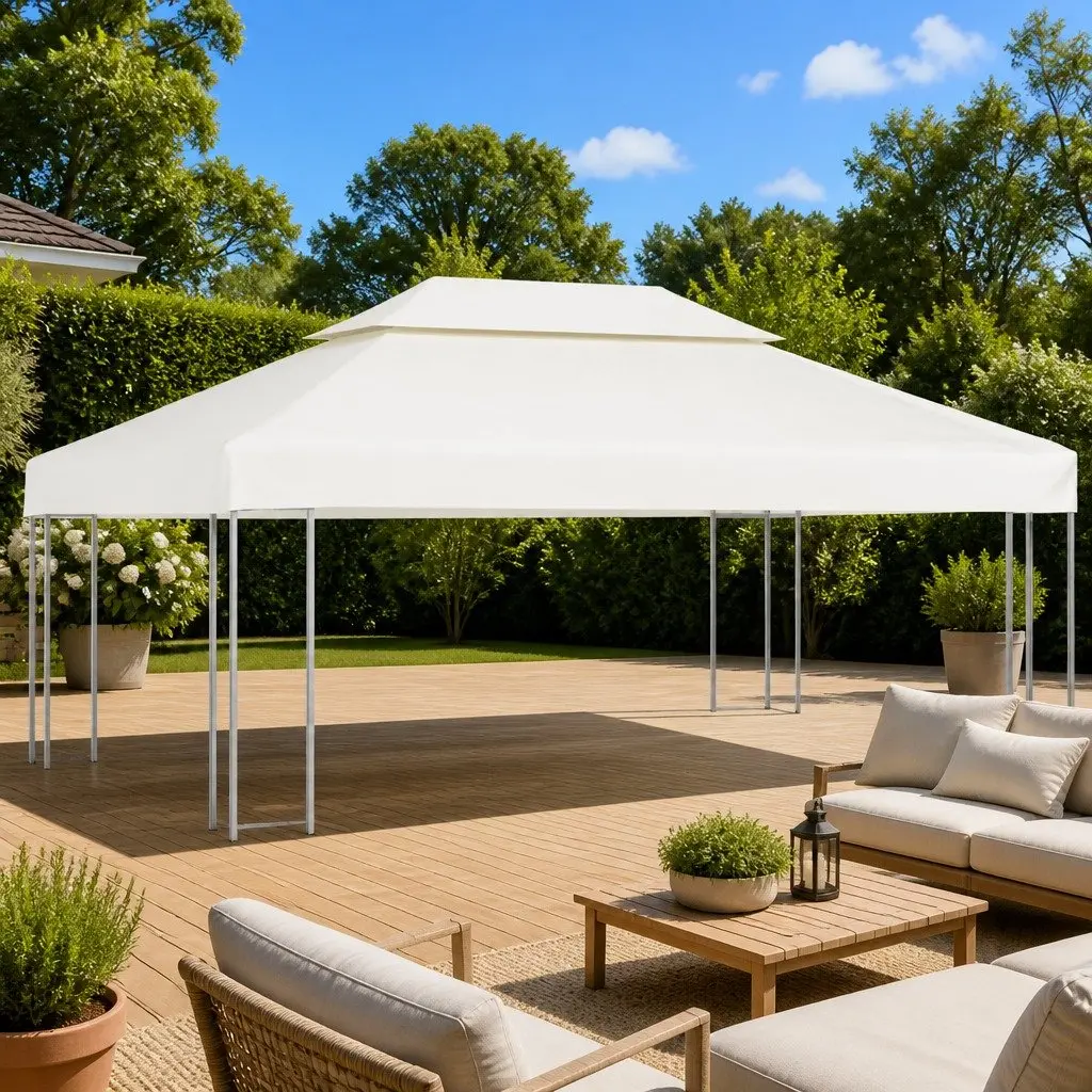 Gazebo Canopy Top Cover Water-Resistant 3m x 4m Cream White