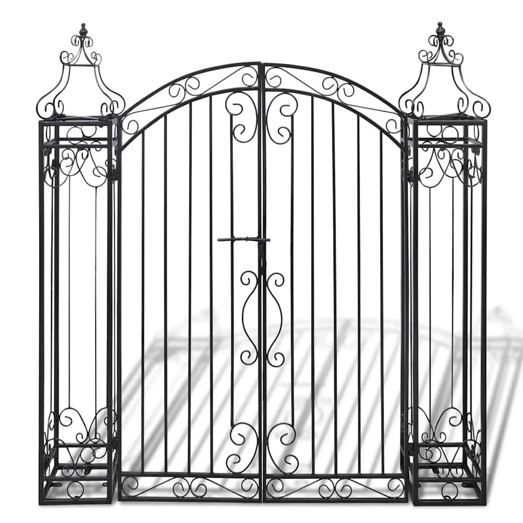 Wrought Iron Garden Gate Outdoor Fencing 122x20.5x134cm Black
