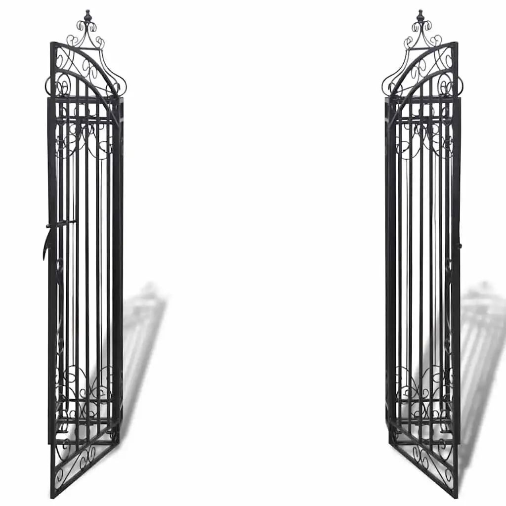 Wrought Iron Garden Gate Outdoor Fencing 122x20.5x134cm Black