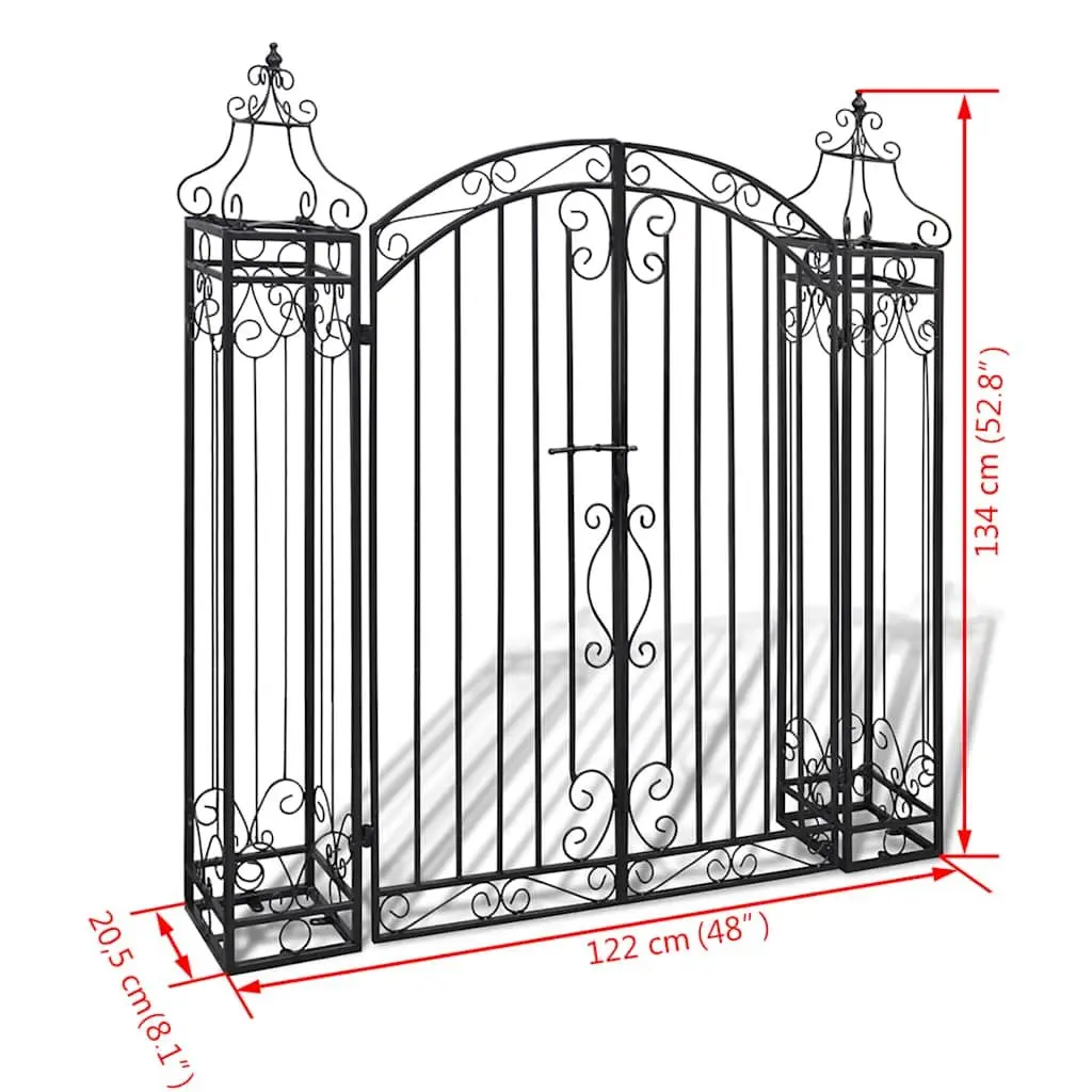 Wrought Iron Garden Gate Outdoor Fencing 122x20.5x134cm Black