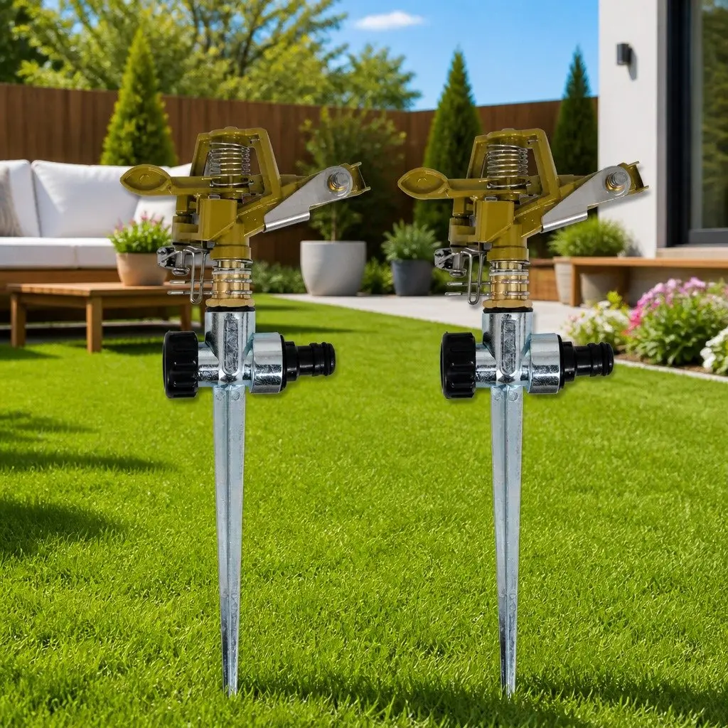 Impulse Sprinkler Set Garden Watering 2 Piece Gold