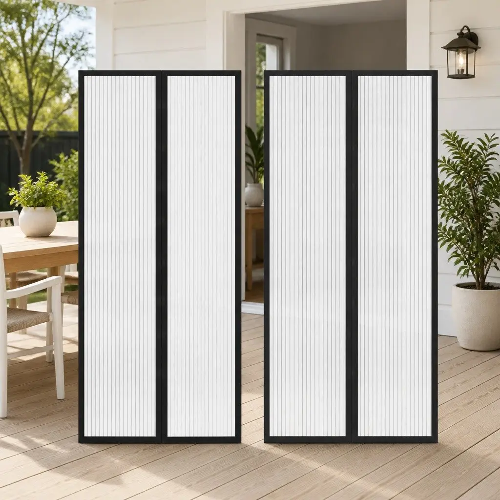 Insect Door Curtain Magnet Black 210 x 100 cm 2 Piece Mesh Screen