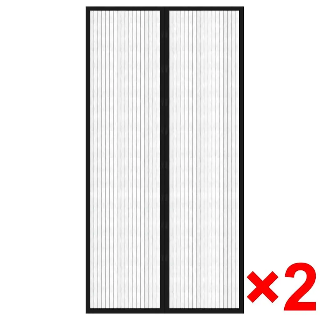 Insect Door Curtain Magnet Black 210 x 100 cm 2 Piece Mesh Screen