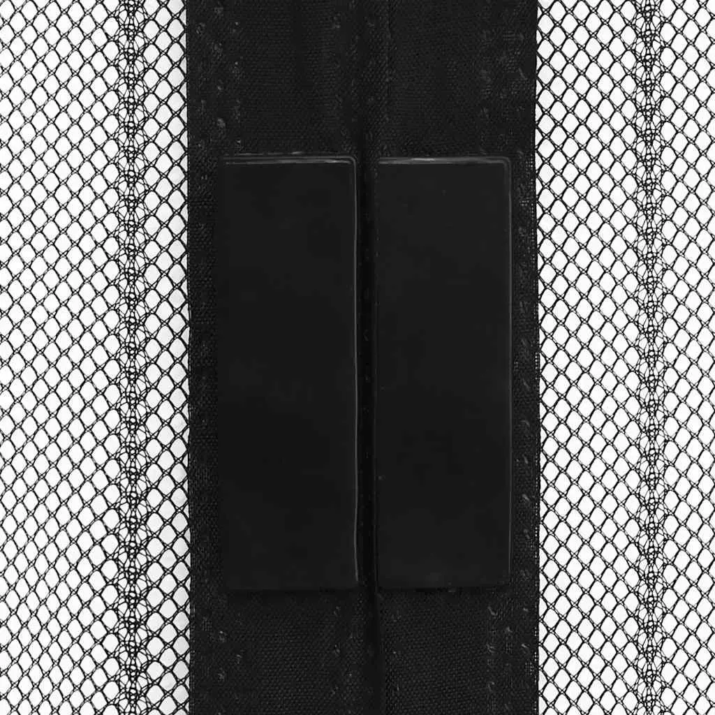 Insect Door Curtain Magnet Black 210 x 100 cm 2 Piece Mesh Screen