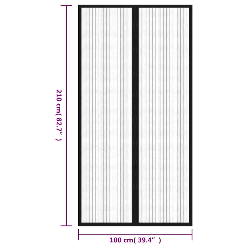 Insect Door Curtain Magnet Black 210 x 100 cm 2 Piece Mesh Screen