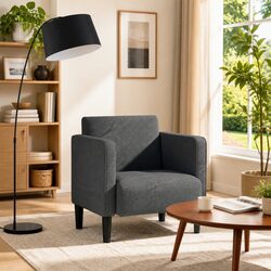 Arm Chair with Armrests Dark Grey 54cm Corduroy Upholstered Lounge Seating