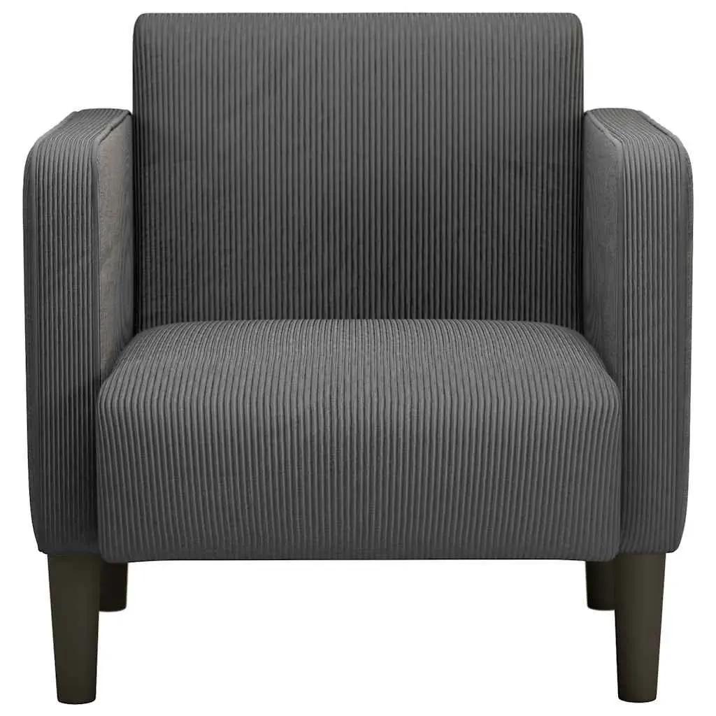 Arm Chair Dark Grey 54cm Corduroy Upholstered Lounge Seating