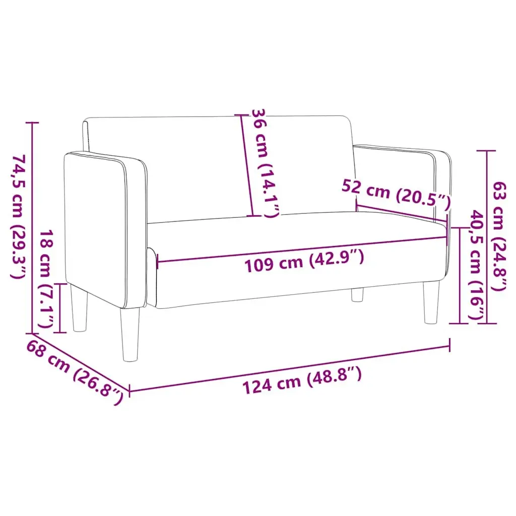 Loveseat Sofa Grey Corduroy Fabric 109cm Compact Two Seater Couch Furniture