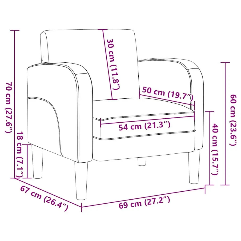 Arm Chair Reading Relaxation 54cm Black Faux Leather