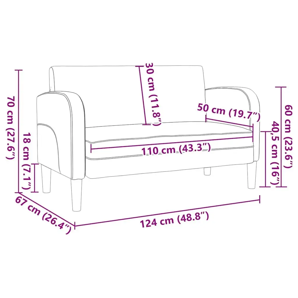 Loveseat Sofa Compact Two-Seater 110 cm Black