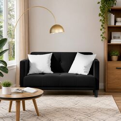 Comfort Meets Value with Black Velvet Loveseat Sofa