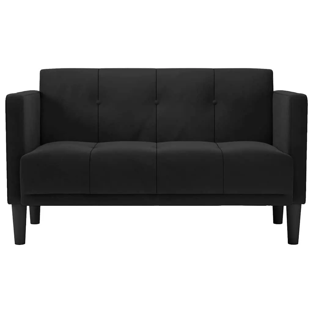Loveseat Sofa Black 111cm Velvet Fabric Compact Two Seater Couch