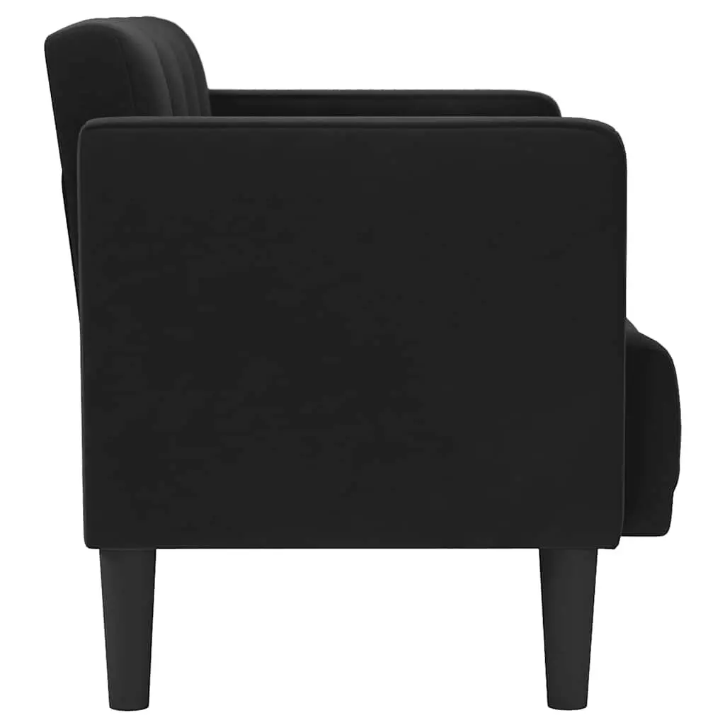 Loveseat Sofa Black 111cm Velvet Fabric Compact Two Seater Couch