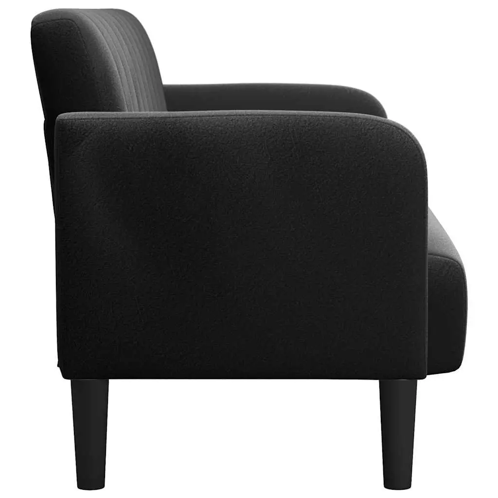 Loveseat Sofa Modern Compact 109cm Black Velvet Two-Seater Couch