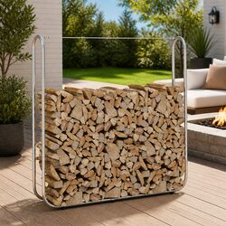Firewood Rack 150x25x150 cm Galvanised Steel Log Storage Holder Stand