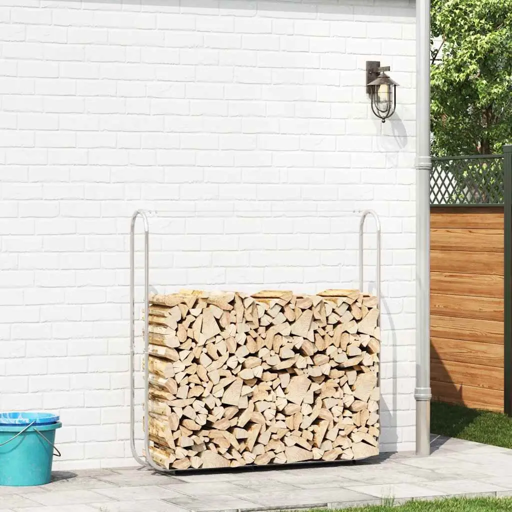 Log Rack Firewood Storage 150x25x150 cm Galvanised Steel Silver