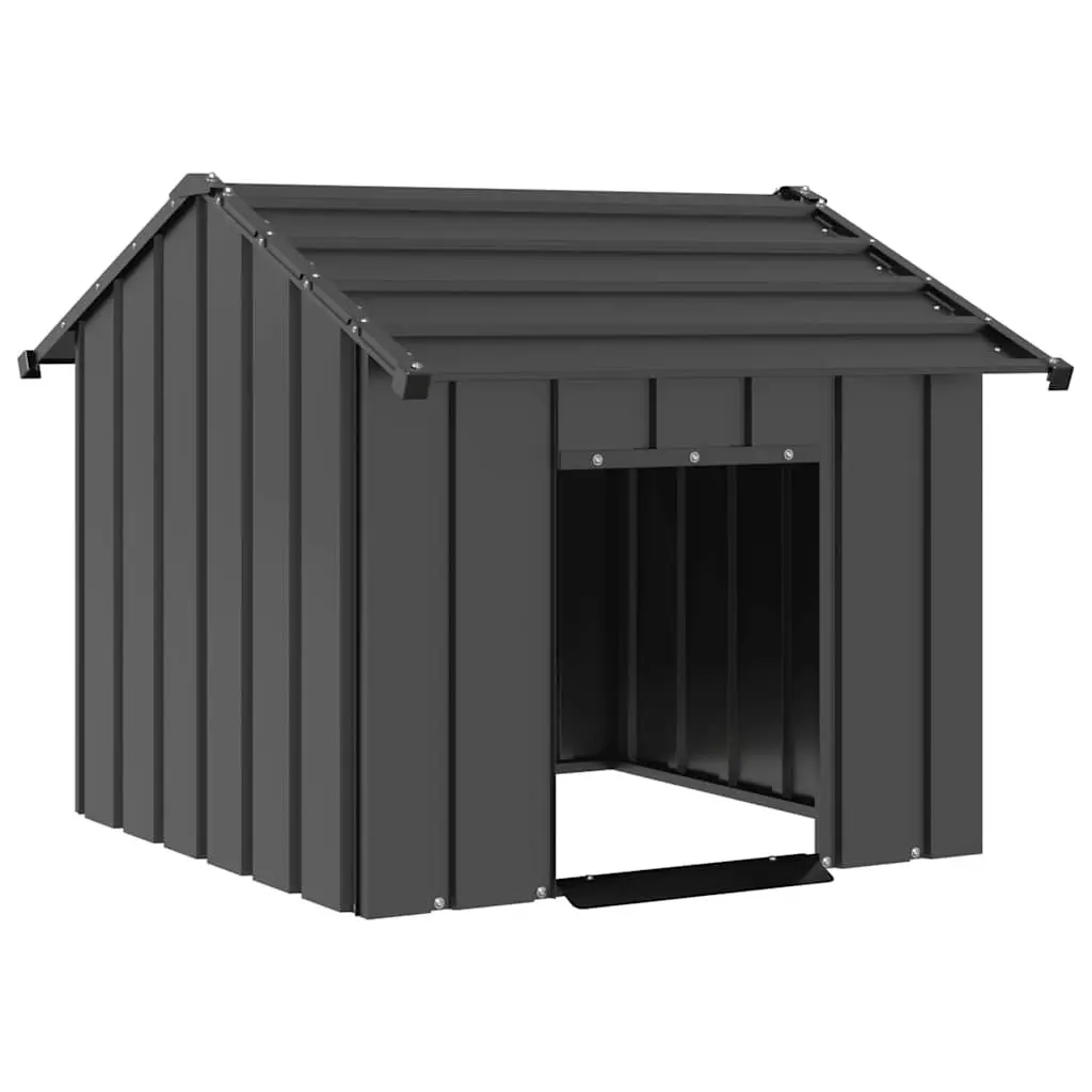 Dog House Galvanised Steel Outdoor Pet Shelter 85x107x81cm Anthracite