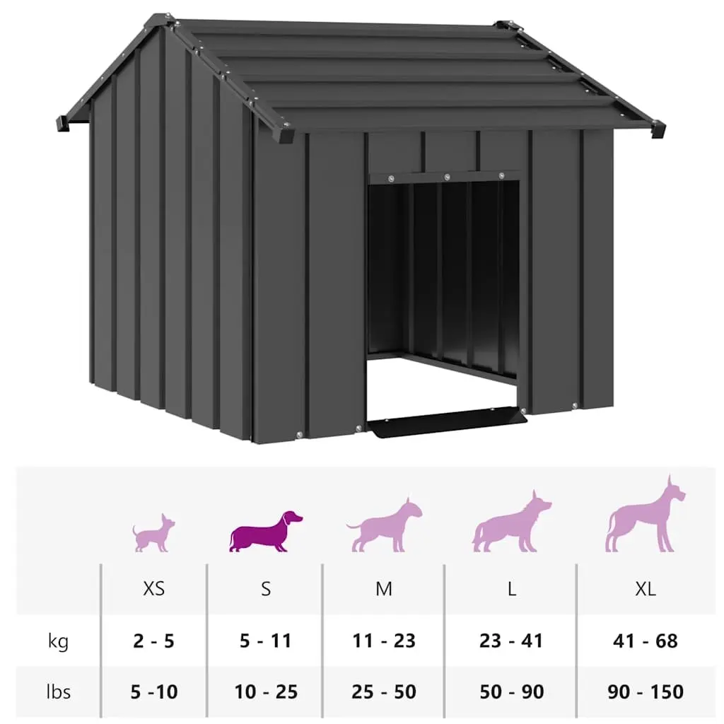 Dog House Galvanised Steel Outdoor Pet Shelter 85x107x81cm Anthracite