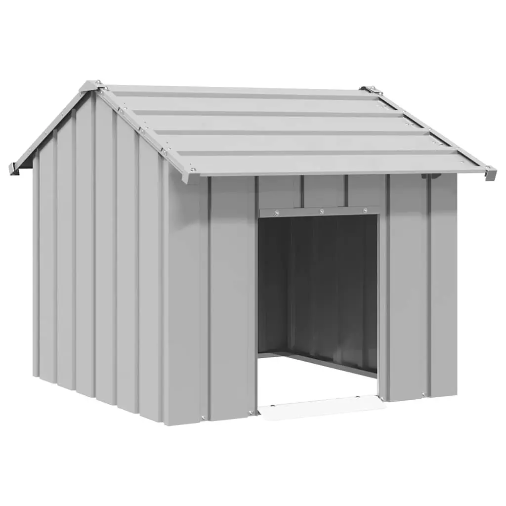 Dog House Outdoor Pet Shelter Galvanised Steel Grey 85 x 107 x 81 cm