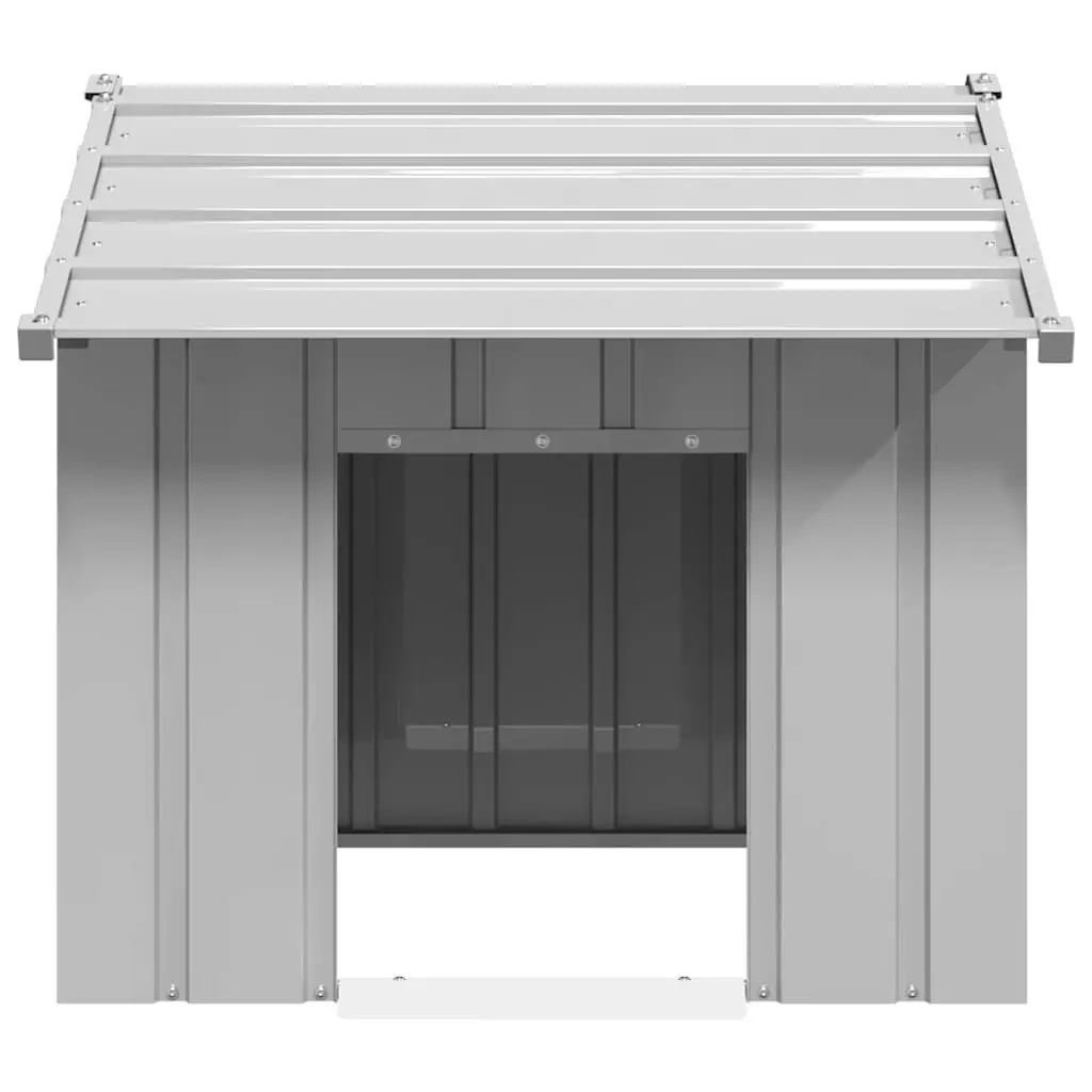 Dog House Outdoor Pet Shelter Galvanised Steel Grey 85 x 107 x 81 cm