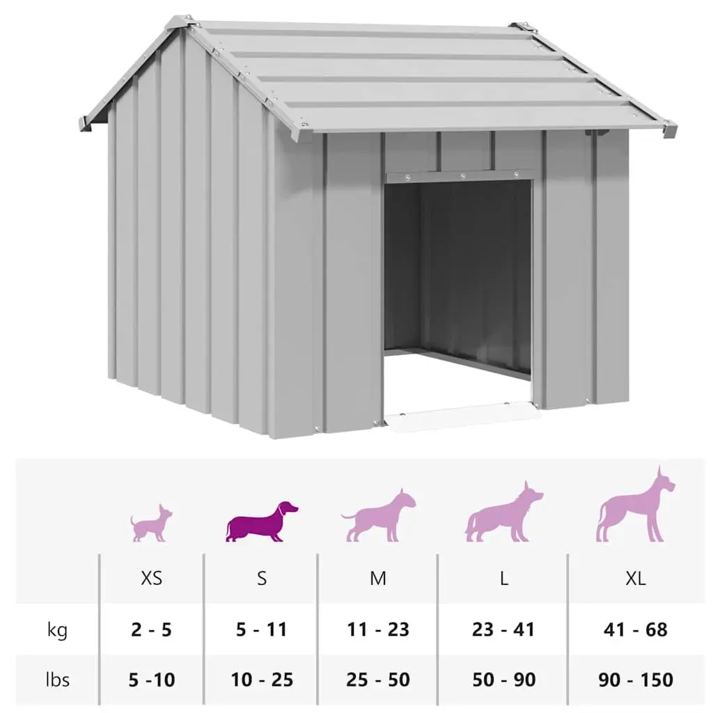 Dog House Outdoor Pet Shelter Galvanised Steel Grey 85 x 107 x 81 cm