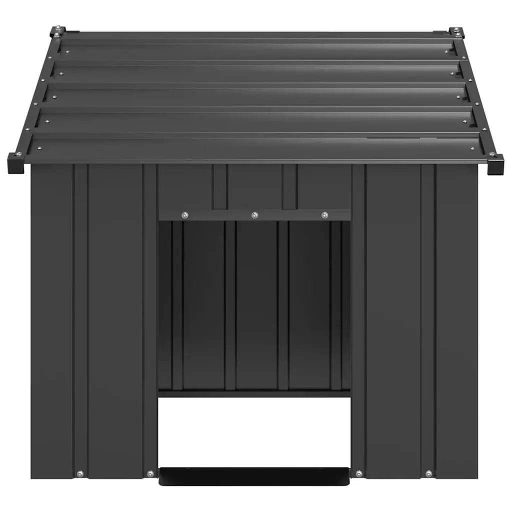 Dog House Roof Shelter Galvanised Steel Outdoor Pet Kennel 83 x 130 x 85 cm Anthracite