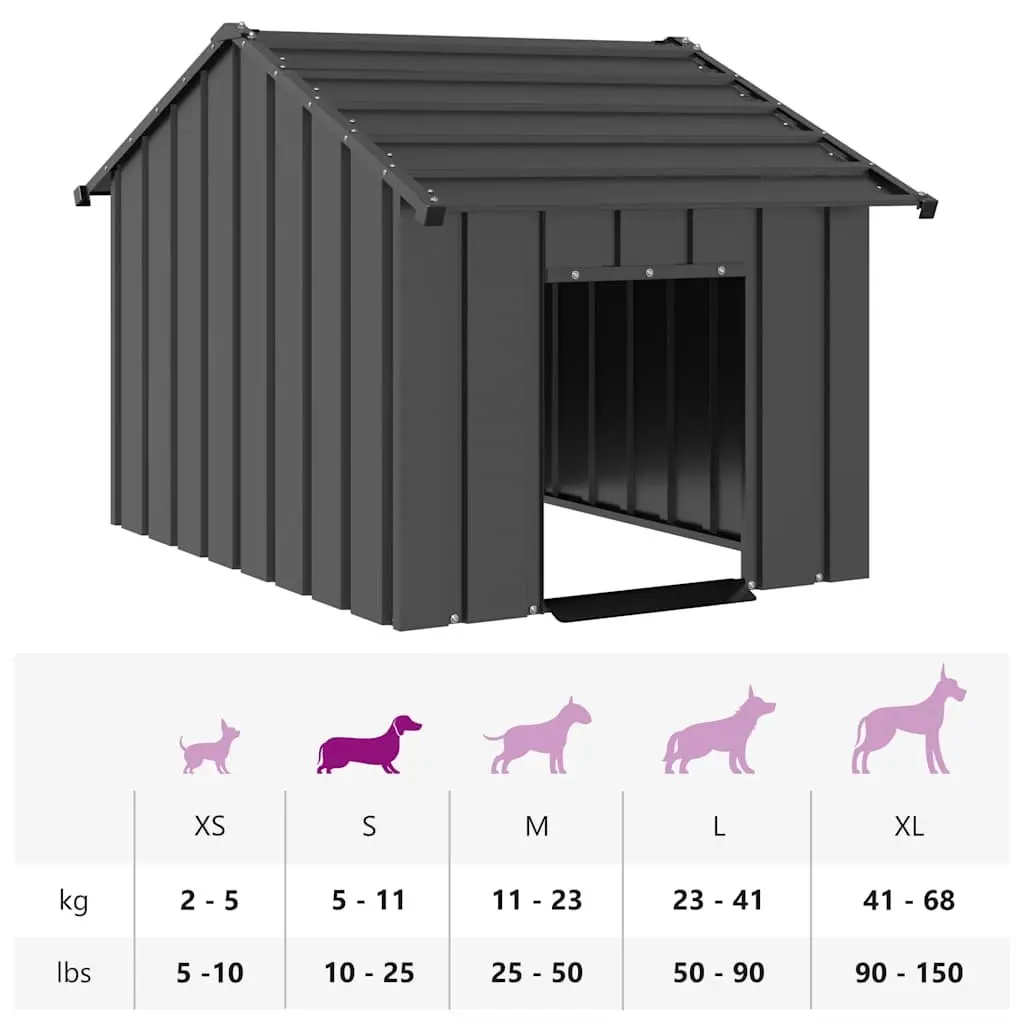 Dog House Roof Shelter Galvanised Steel Outdoor Pet Kennel 83 x 130 x 85 cm Anthracite