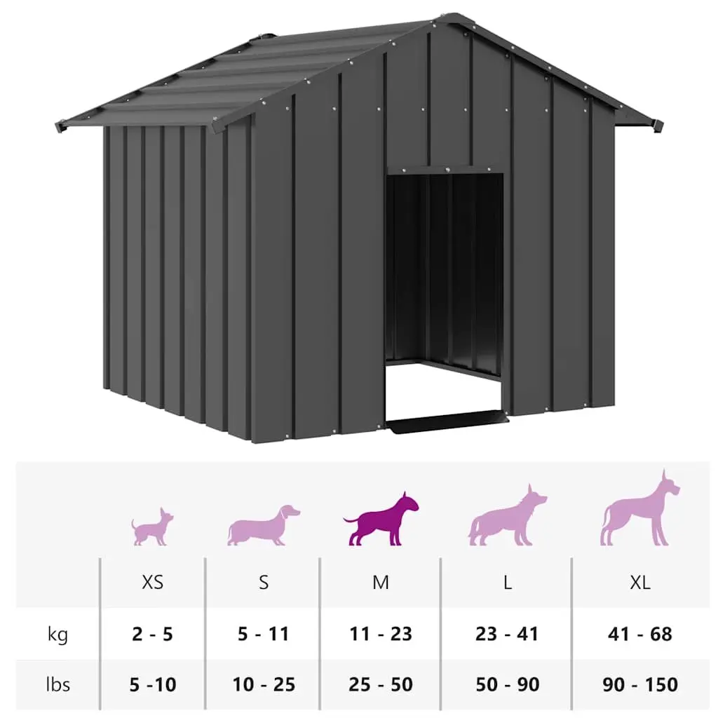 Dog House Outdoor Pet Shelter Galvanised Steel 131 x 101 x 102 cm Anthracite