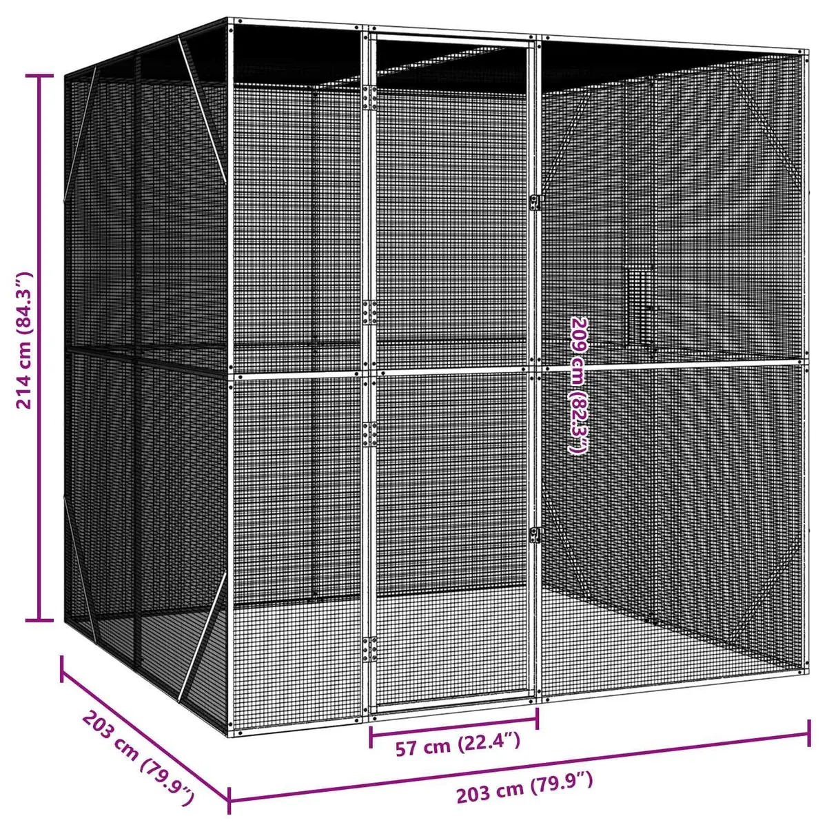 Outdoor Bird Cage Anthracite Galvanised Steel 209 x 202 x 214 cm Garden Aviary
