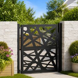 Reliable Black Steel Garden Gate with Elegant Design