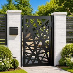 Reliable Black Steel Garden Gate with Elegant Design
