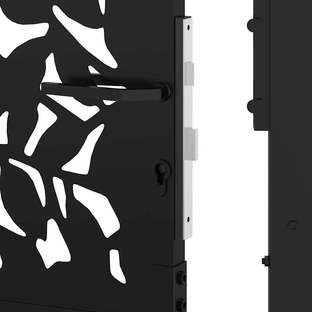 Garden Gate Black Steel Laser-Cut Design 100x175cm Lockable Outdoor Entrance