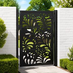 Reliable Black Steel Garden Gate 100x125 cm with Accessories