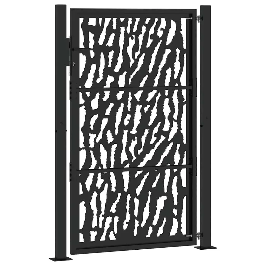 Garden Gate Black 100x150 cm Steel Laser-Cut Design Lockable Entrance Patio