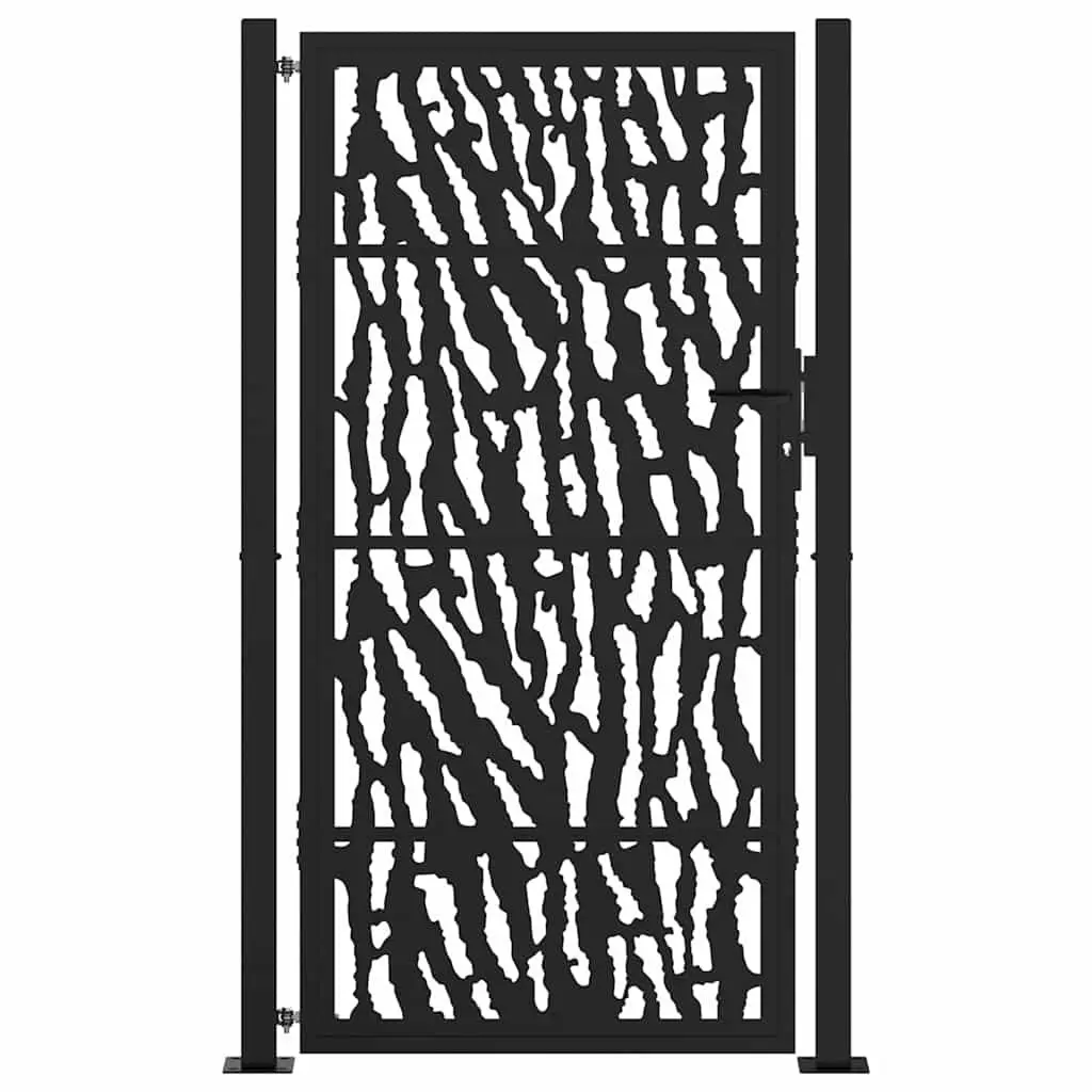 Garden Gate Black 100x175 cm Steel Laser-Cut Design Lockable Entrance Fencing