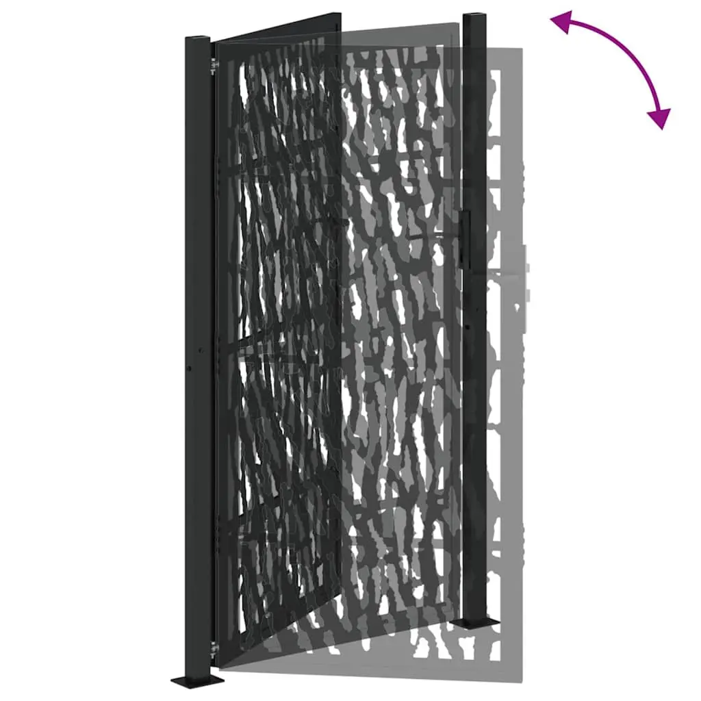Garden Gate Black 100x175 cm Steel Laser-Cut Design Lockable Entrance Fencing