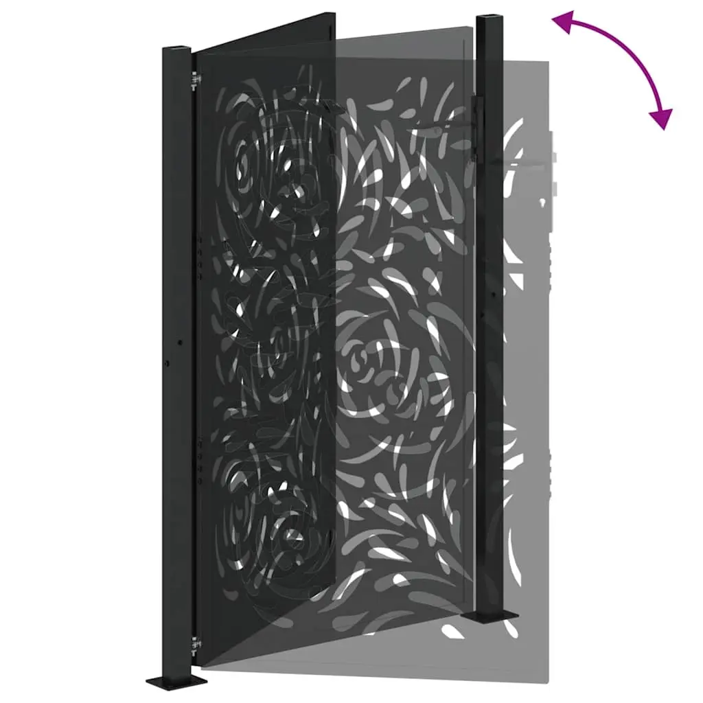 Garden Gate Steel Black Laser-Cut Design Lockable Fence Entry 100x150cm