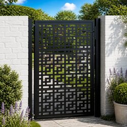 Dependable Black Steel Garden Gate 100x125cm with 3 Keys