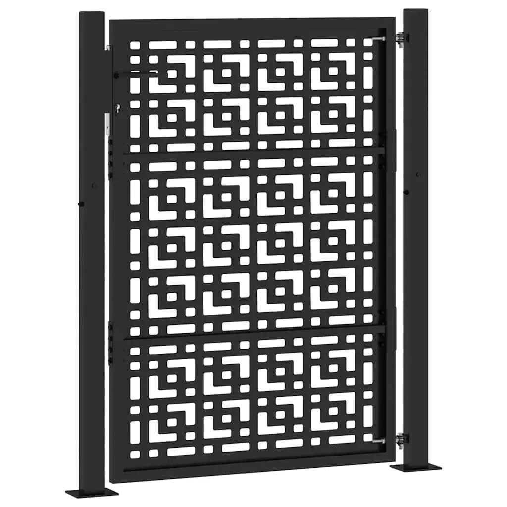 Garden Gate Steel Black 100x125cm Outdoor Fence Entry Security Door