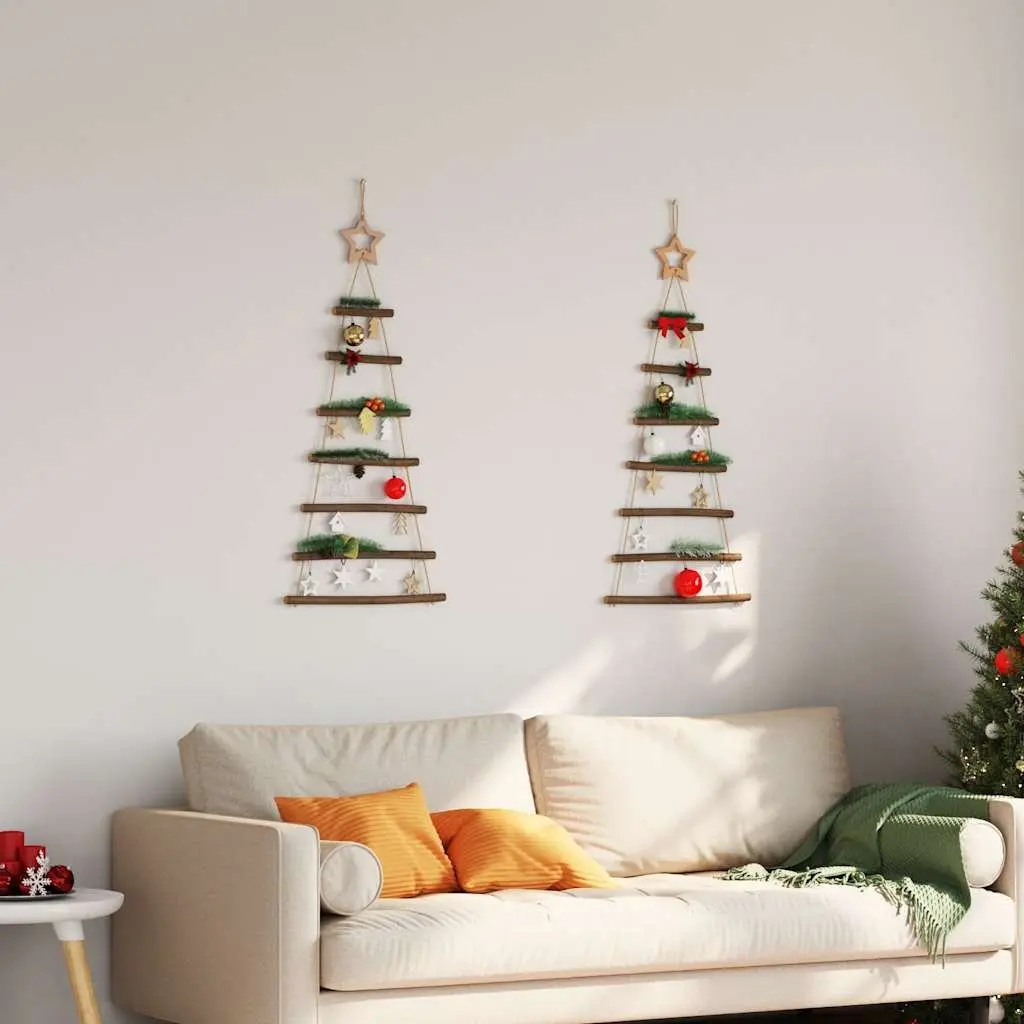 Hanging Christmas Tree Decorations Natural Wood Branch Wall Decor 42x90cm 2 Piece