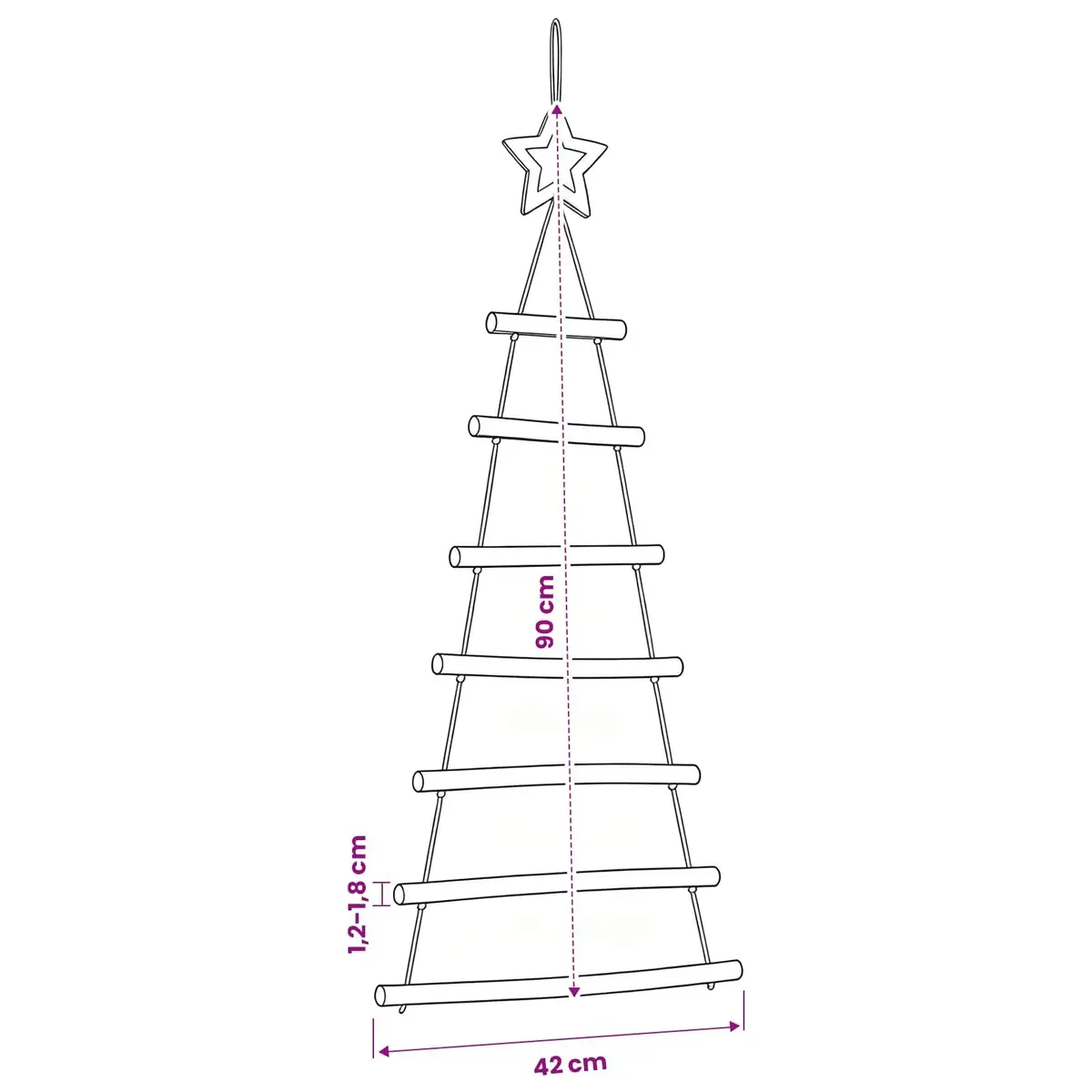 Hanging Christmas Tree Decorations Natural Wood Branch Wall Decor 42x90cm 2 Piece