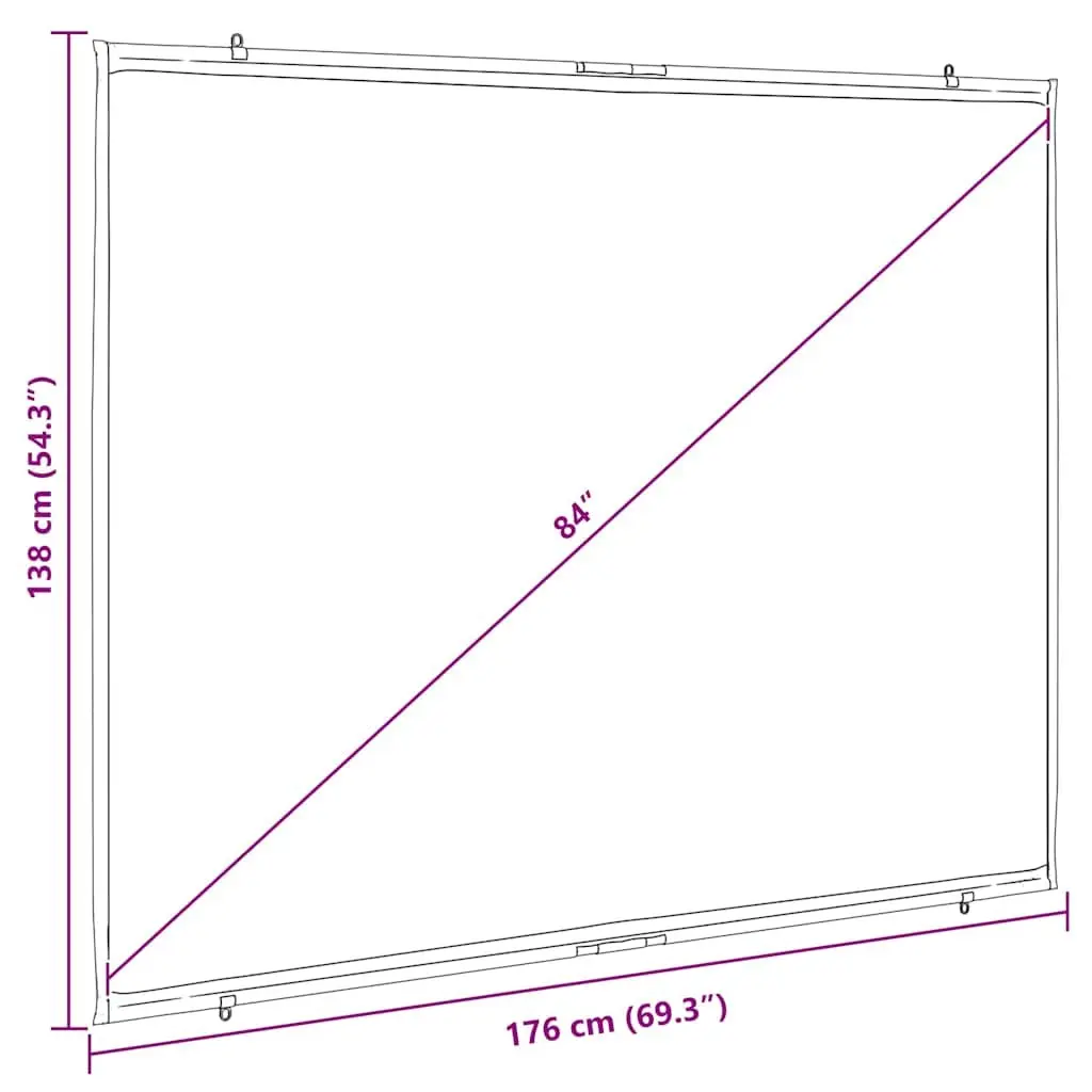 Projection Screen Wall-Hanging 84 Inch 4:3 Matte Home Theater Classroom Office