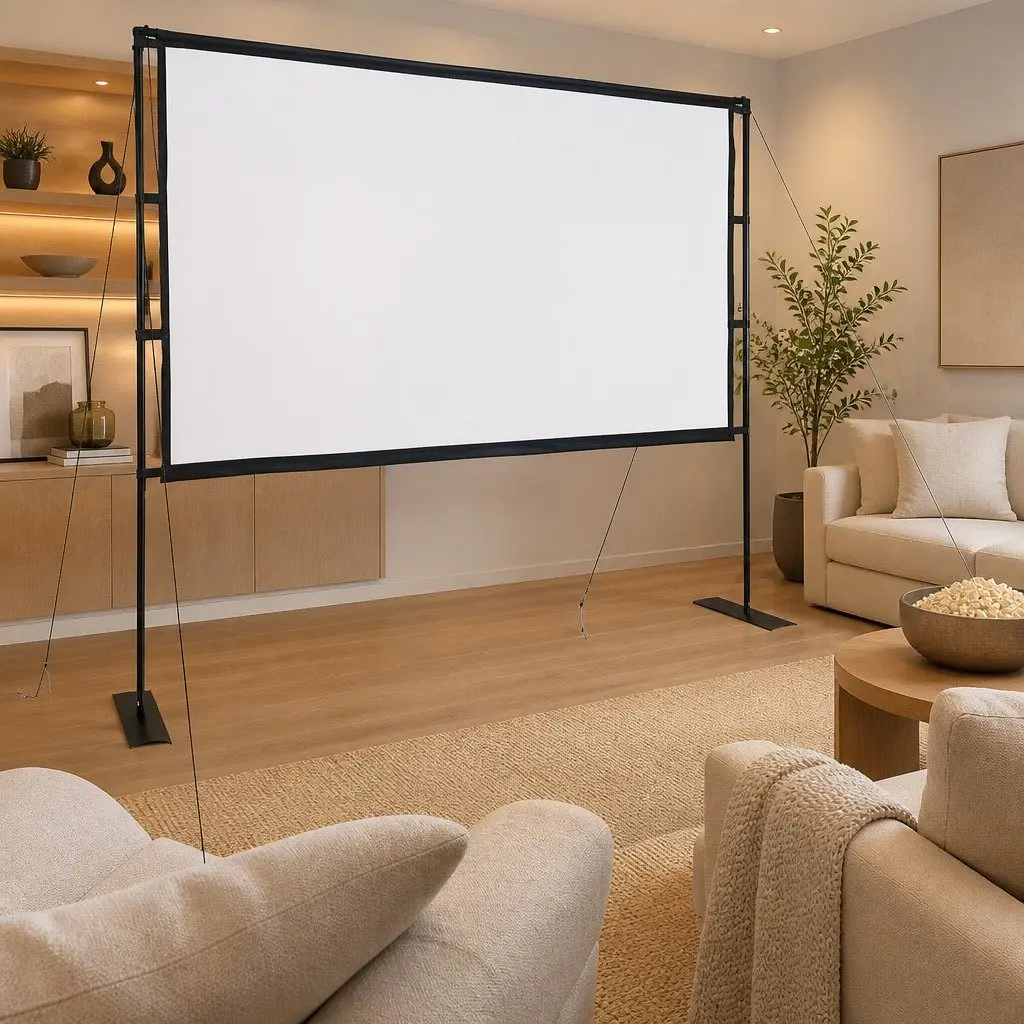 Projection Screen 120 Inch 16:9 Matte White Foldable Stand Home Theater