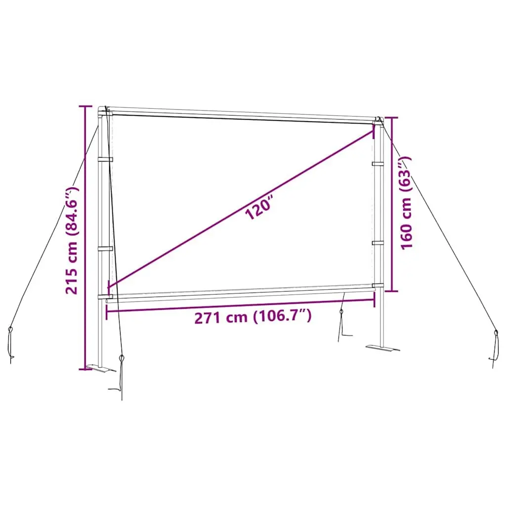 Projection Screen 120 Inch 16:9 Matte White Foldable Stand Home Theater