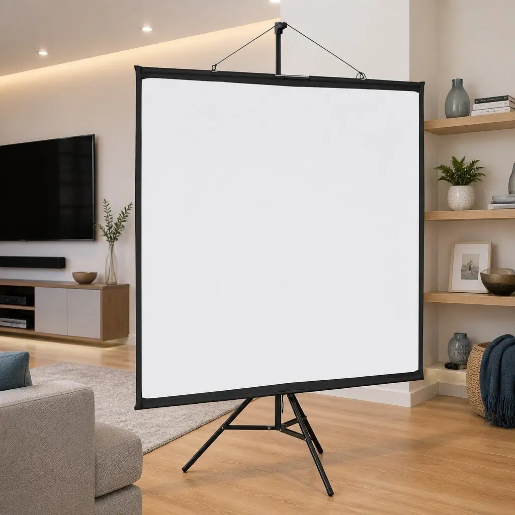 Projection Screen with Tripod Stand 81 Inch 1:1 Ratio Home Theater Classroom