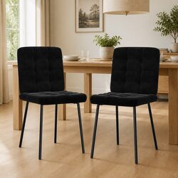 Comfortable Black Velvet Chairs Set of 2 – Great Value