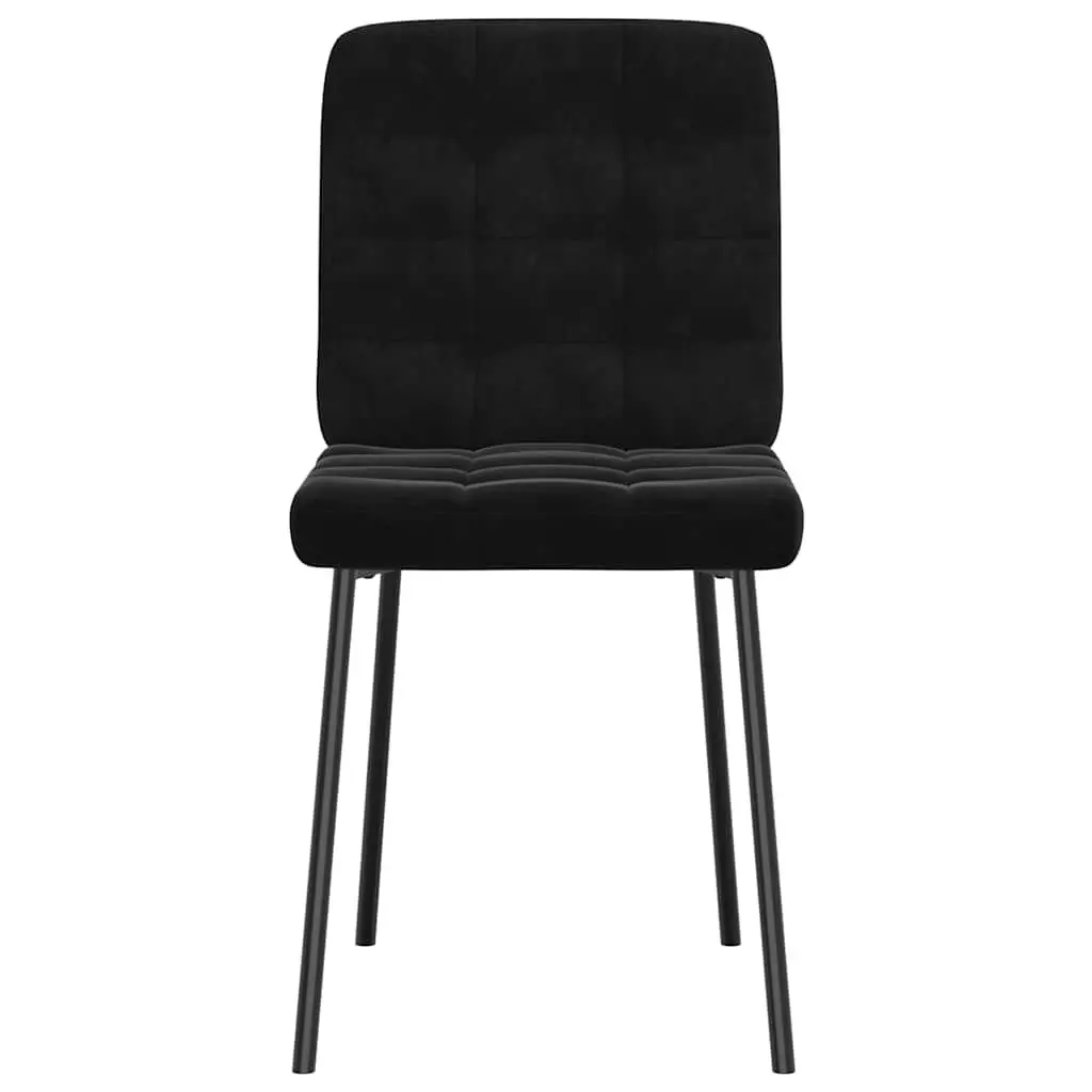 Dining Chairs Velvet Black 2 Piece Kitchen Seating Furniture Metal Frame